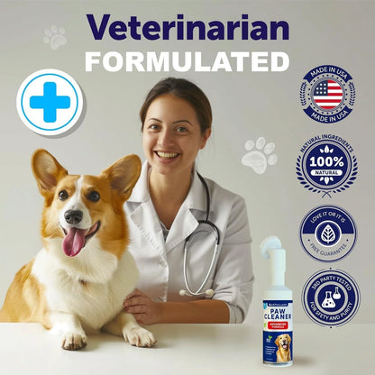Revolutionary Paw Cleaner for Dogs: Silicone Brush & No Rinse Foaming Cleanser (5 Fl Oz) for Clean, Soft Paws