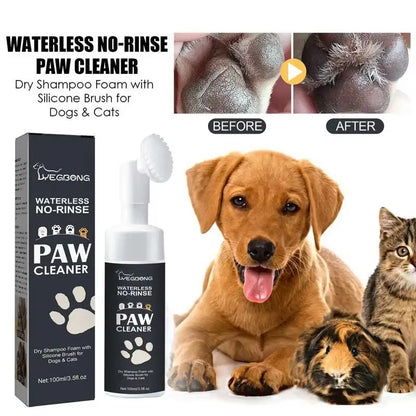 Waterless Pet Shampoo Foam for Dogs and Cats - 100ml Paw Cleaner with Brush for Easy Rinse-Free Cleaning