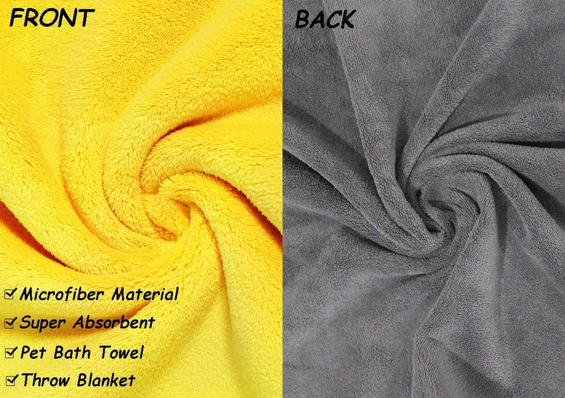 Super Absorbent Microfiber Dog Bath Towel - Perfect for Small, Medium, and Large Dogs and Cats - Lightweight and Quick-Drying in Yellow & Grey
