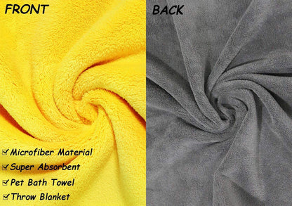 Super Absorbent Microfiber Dog Bath Towel - Perfect for Small, Medium, and Large Dogs and Cats - Lightweight and Quick-Drying in Yellow & Grey