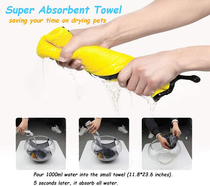 Super Absorbent Microfiber Dog Bath Towel - Perfect for Small, Medium, and Large Dogs and Cats - Lightweight and Quick-Drying in Yellow & Grey