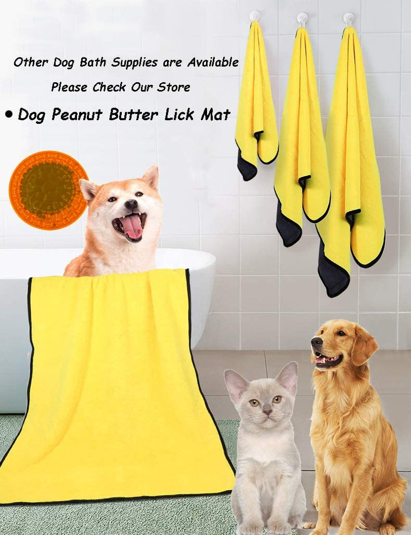 Super Absorbent Microfiber Dog Bath Towel - Perfect for Small, Medium, and Large Dogs and Cats - Lightweight and Quick-Drying in Yellow & Grey