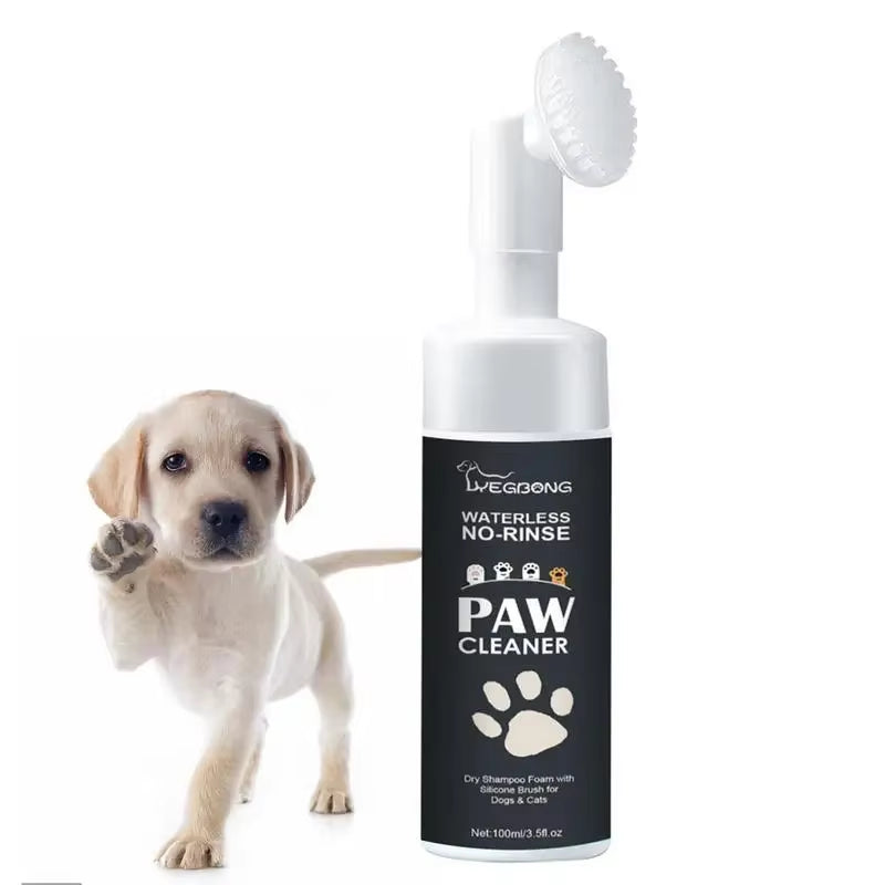 Waterless Pet Shampoo Foam for Dogs and Cats - 100ml Paw Cleaner with Brush for Easy Rinse-Free Cleaning
