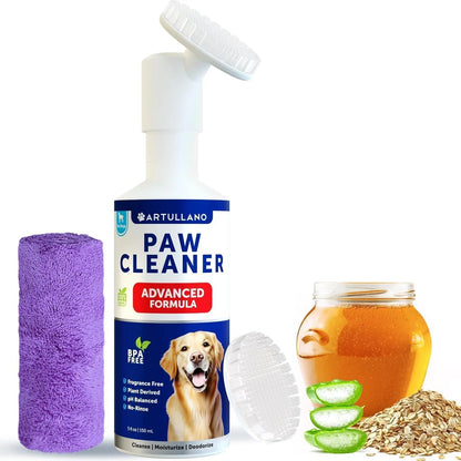 Revolutionary Paw Cleaner for Dogs: Silicone Brush & No Rinse Foaming Cleanser (5 Fl Oz) for Clean, Soft Paws